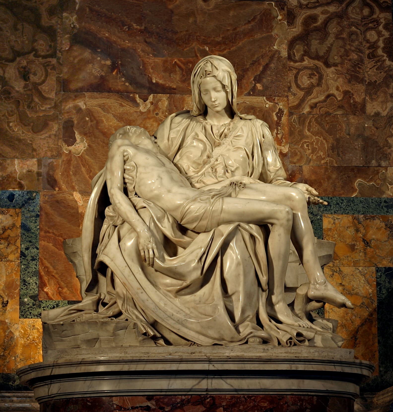 Michelangelo's Pietà marble sculpture inside St Peter's Basilica